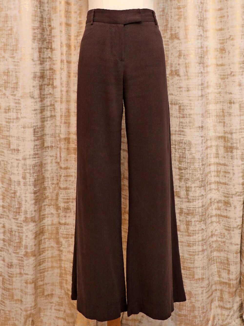 CAbi Mid-Rise Brown Silk Pants Style #855 Size 4